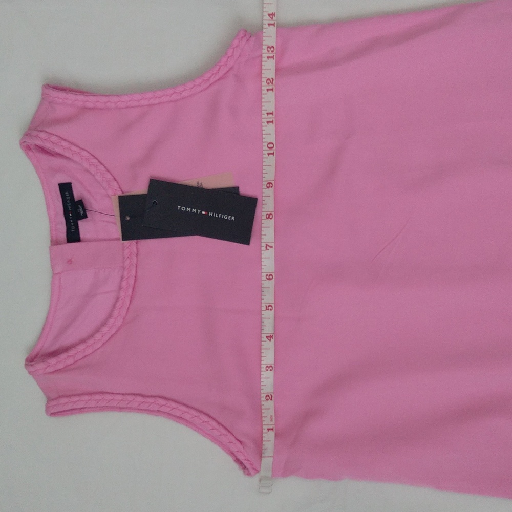 Tommy Hilfiger girl's sleeveless color block pink & orange shift party dress - Picture 9 of 12